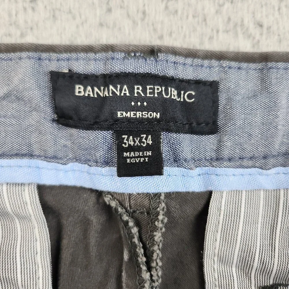 Banana Republic Pants Men's 34x34 Gray Chinos Emerson Straight Leg Casual Slacks